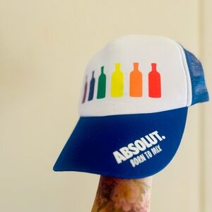 Absolut Blue & White Trucker Hat with Rainbow Bottles